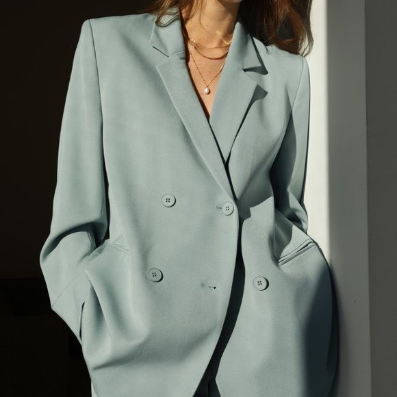 OAK + FORT Jackets & Blazers - Oak + Fort Oversized Double Breasted Blazer